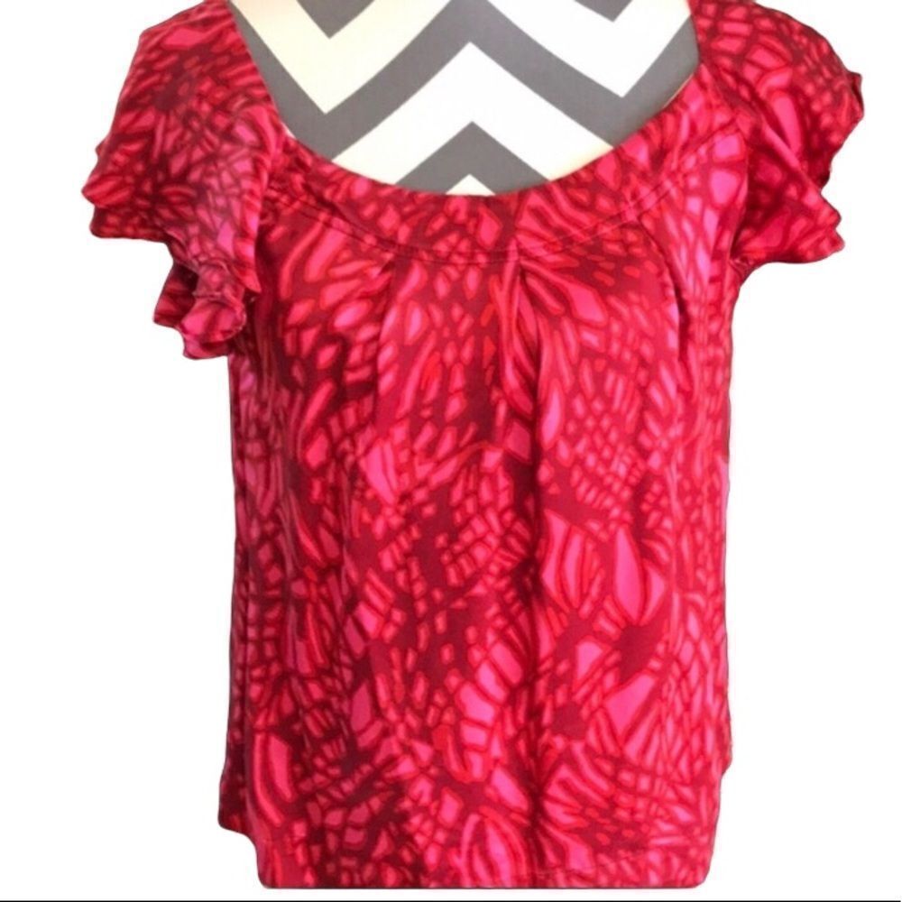 Banana Republic Silk Top Size XS Red & Pink